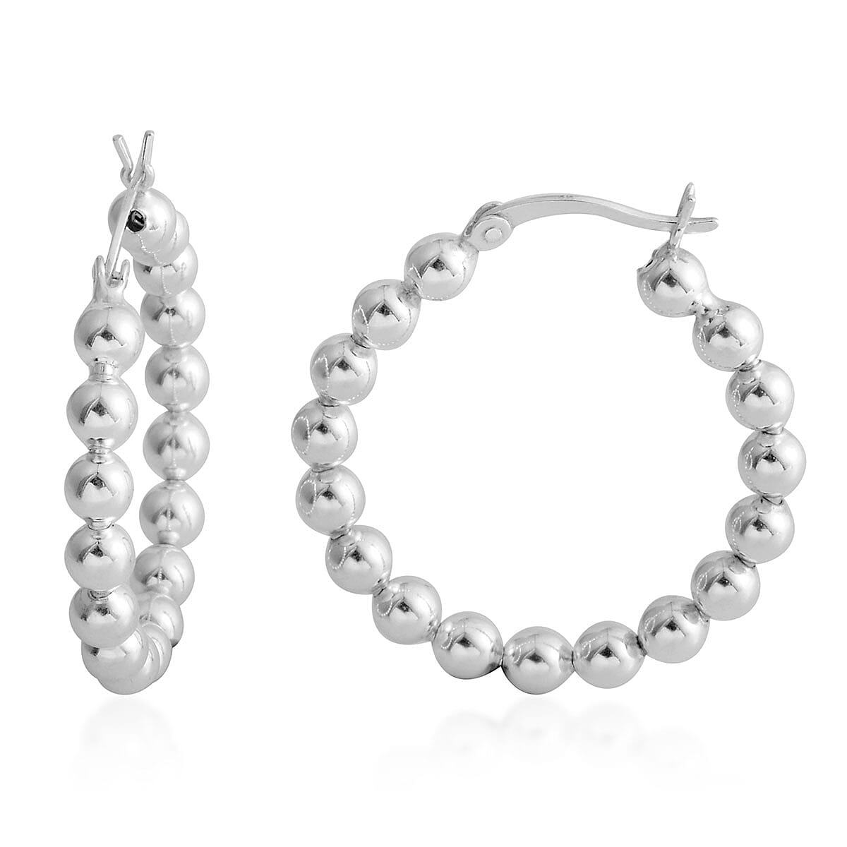 shop lc Sterling Silver Beaded Hoop Earrings 4.30 Grams