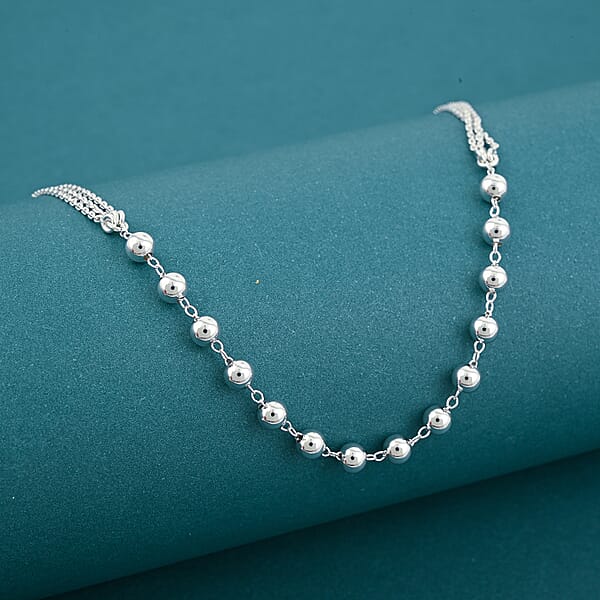 Shop Lc Sterling Silver Beaded Link Chain Necklace 24 Inches 4 Grams