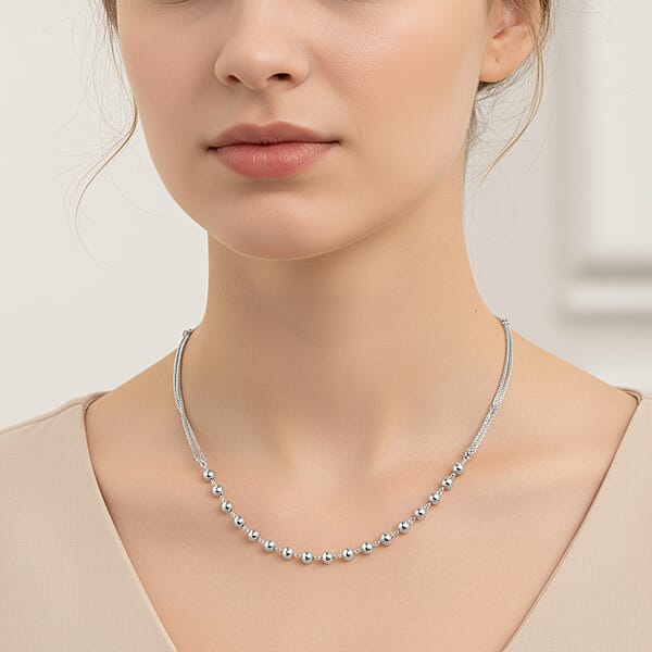 Shop Lc Sterling Silver Beaded Link Chain Necklace 24 Inches 4 Grams