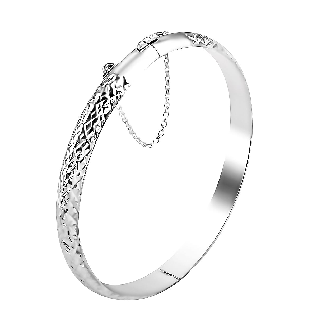shop lc Sterling Silver Diamond-cut Bangle Bracelet (7.25 in) 8.4 Grams