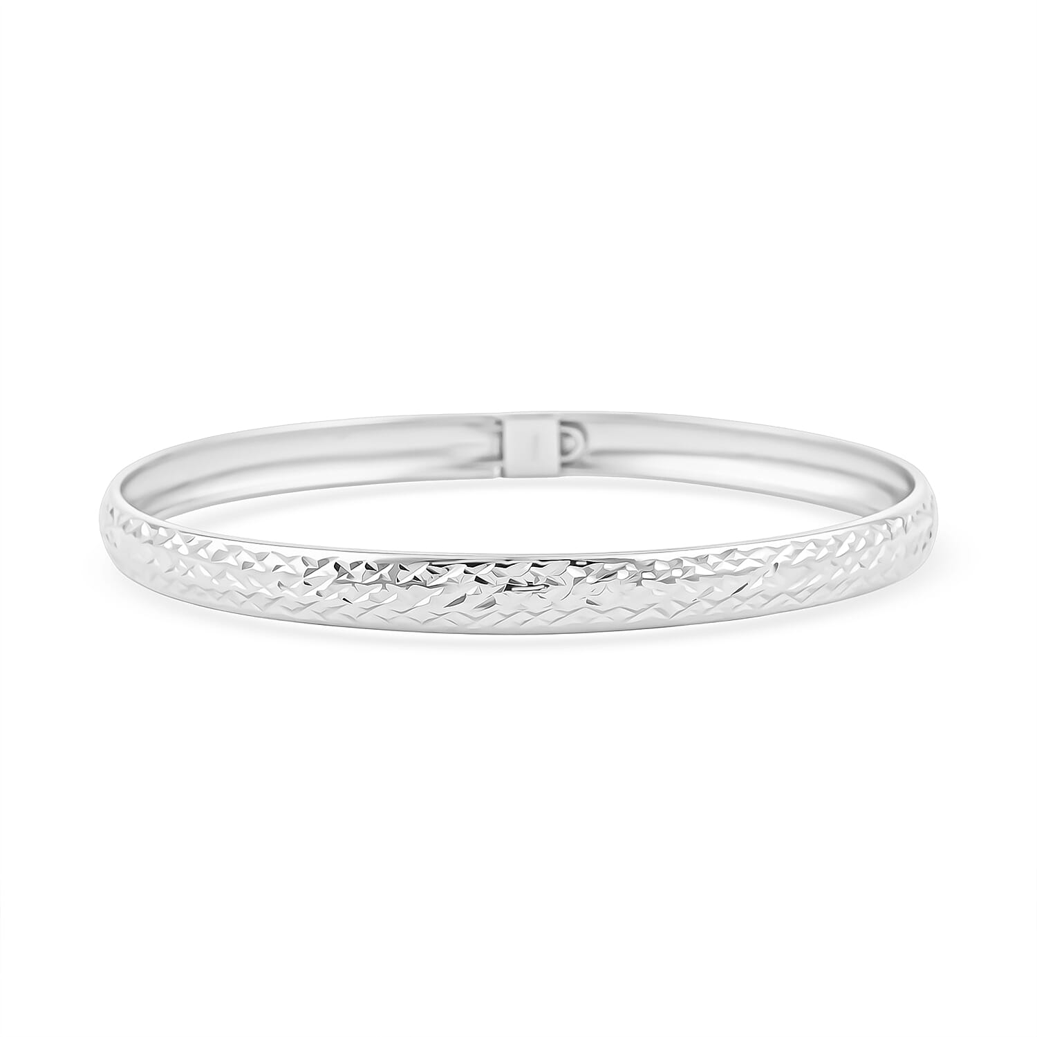 shop lc Sterling Silver Diamond Cut Bangle Bracelet (7.50 In) 4.50 Grams