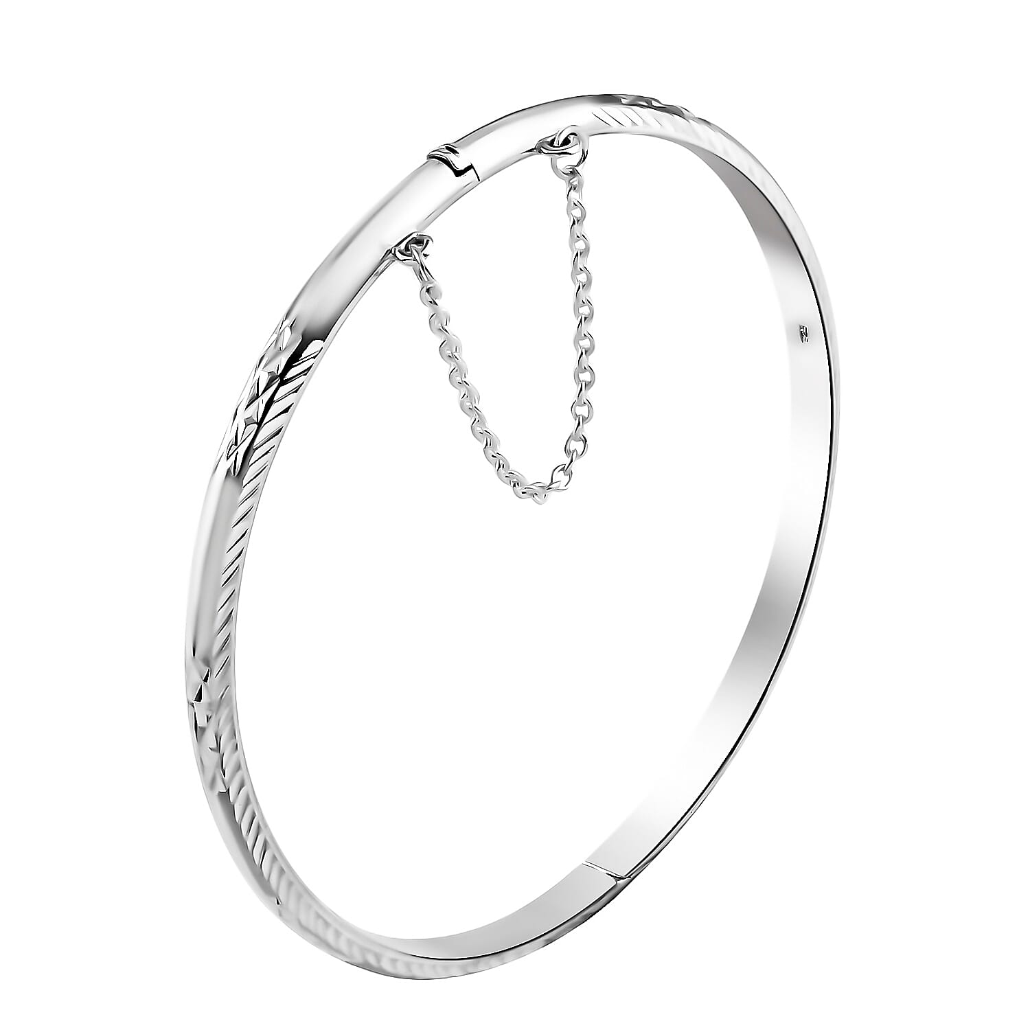 shop lc Sterling Silver Diamond Cut Bangle Bracelet (7.50 in) 7.85 Grams