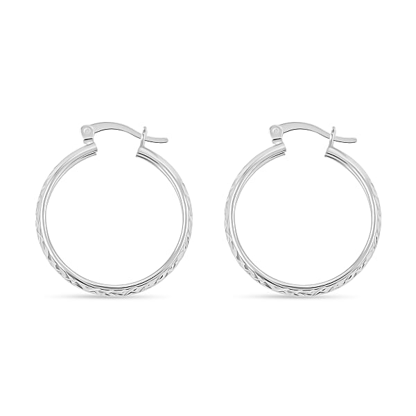 Shop Lc Sterling Silver Diamond Cut Hoop Earrings 2.60 Grams