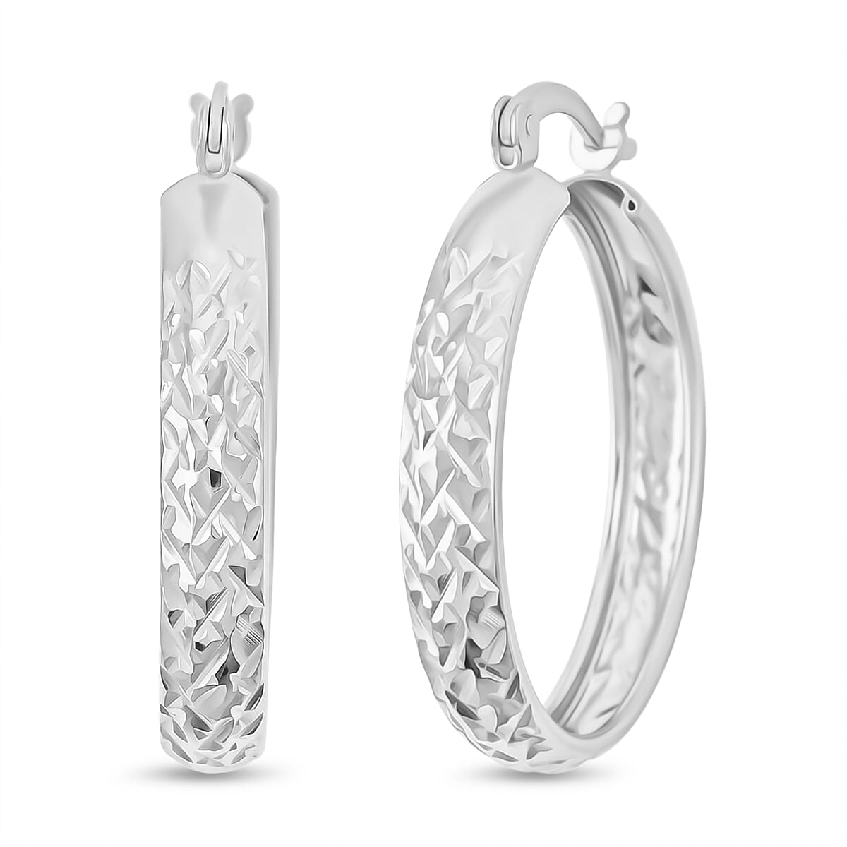 shop lc Sterling Silver Diamond Cut Hoop Earrings 2.60 Grams
