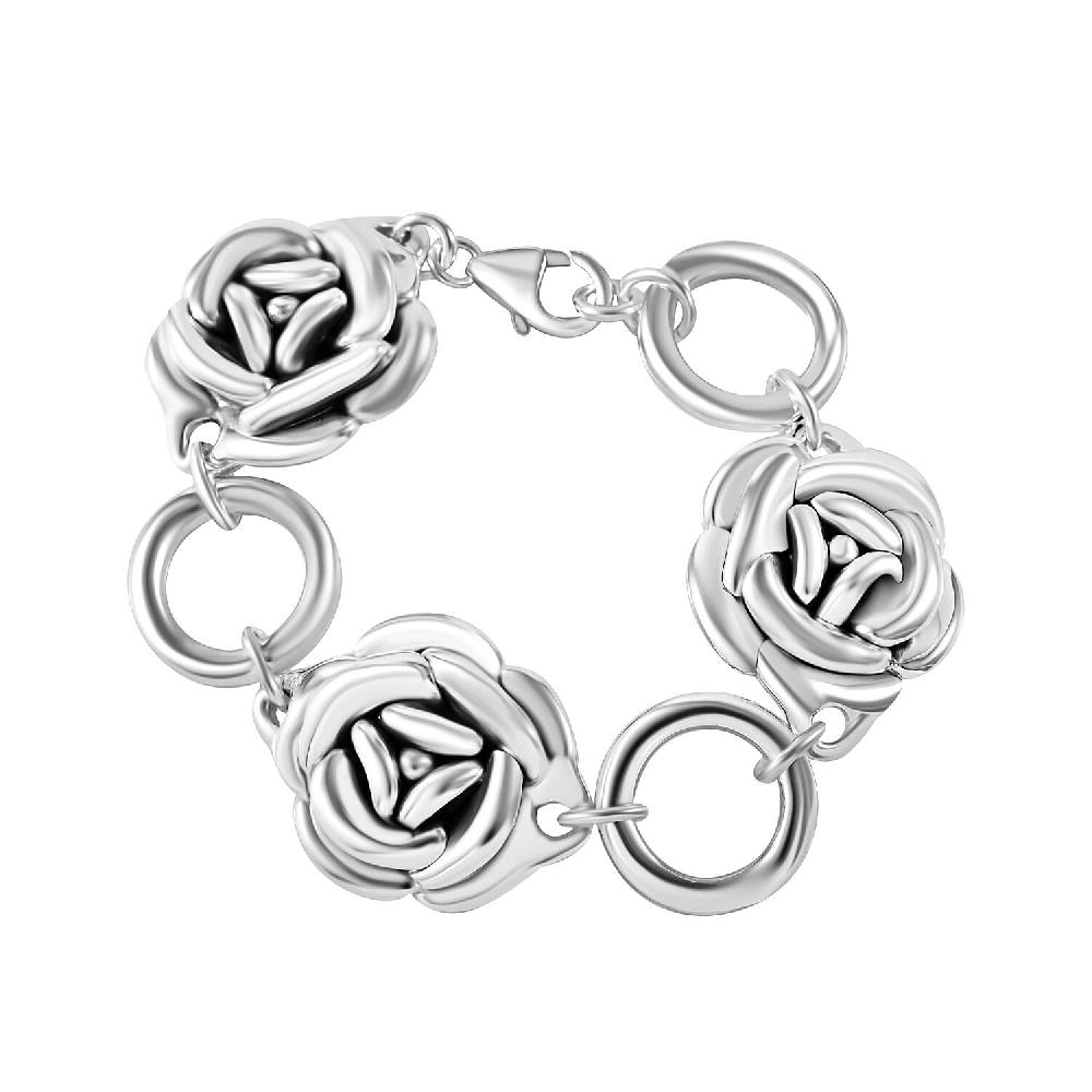 shop lc Sterling Silver Floral Bracelet (6.50 In) 21.95 Grams