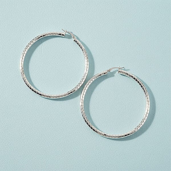 Shop Lc Sterling Silver Spiral Groove Hoop Earrings (12 Grams 60x4mm)