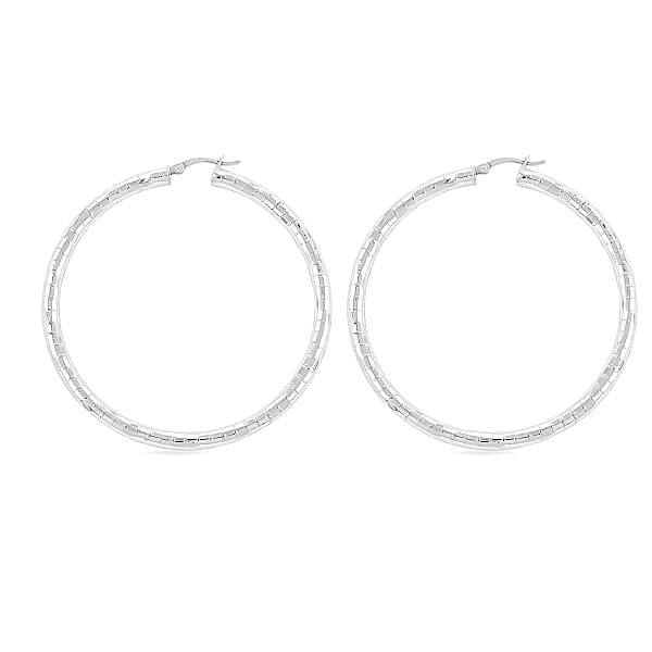 Shop Lc Sterling Silver Spiral Groove Hoop Earrings (12 Grams 60x4mm)