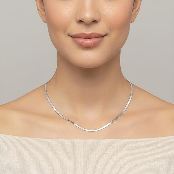 Shop Lc Sterling Silver Textured Chevron Chain Necklace 18 Inches 3.90 Grams
