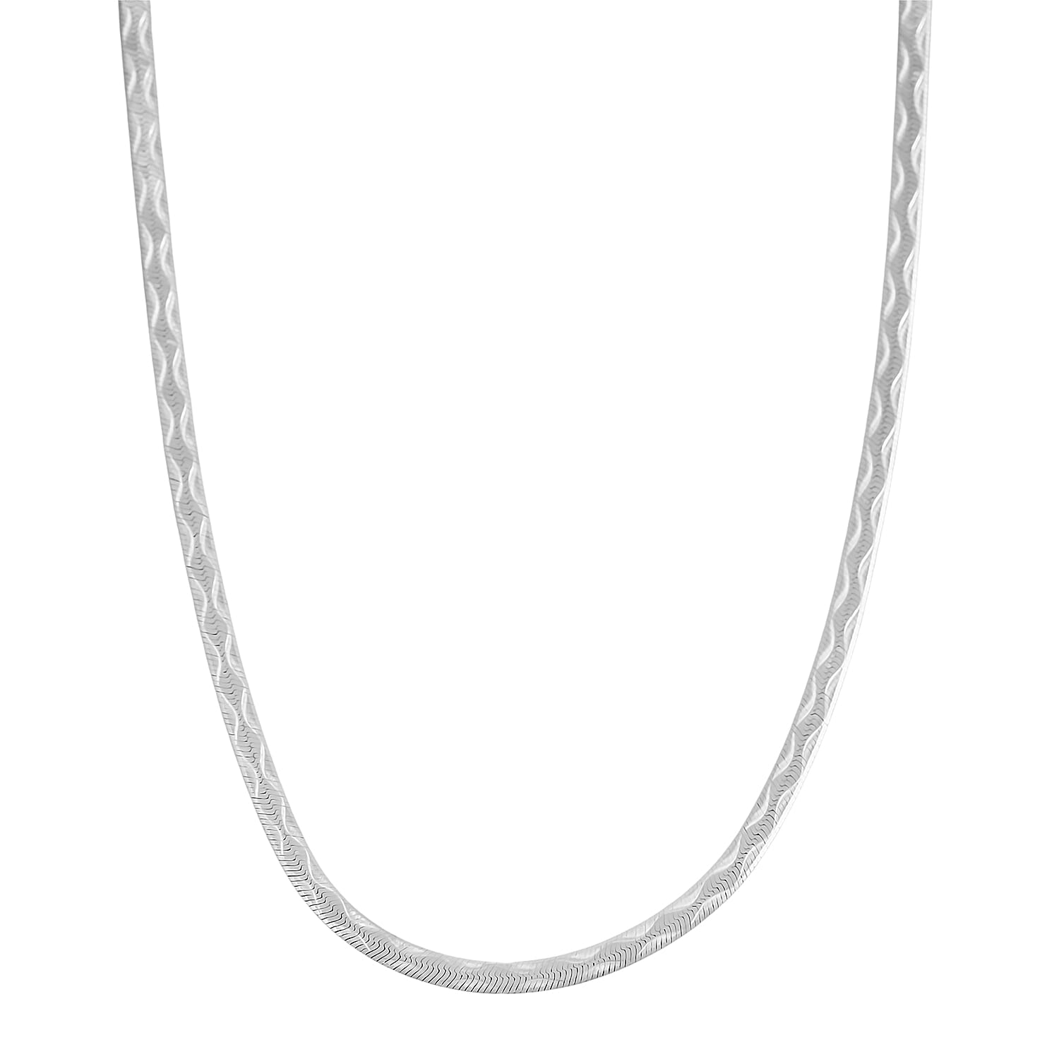 shop lc Sterling Silver Textured Wavy Chain Necklace (18 Inches) (3.60 g)