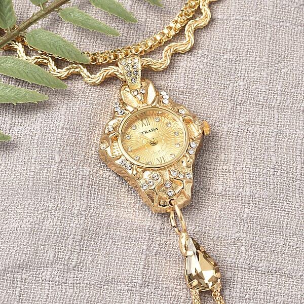 Shop Lc Strada Austrian Crystal Japanese Movement Bracelet Ring Watch In Goldtone