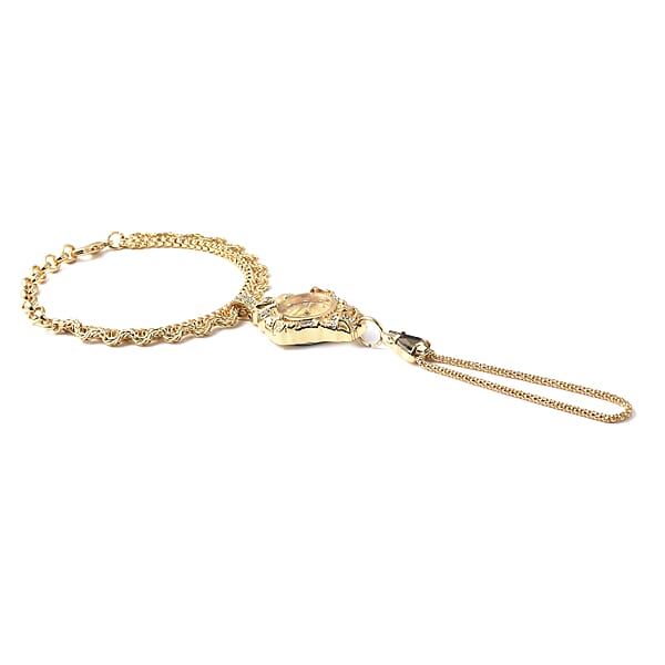 Shop Lc Strada Austrian Crystal Japanese Movement Bracelet Ring Watch In Goldtone