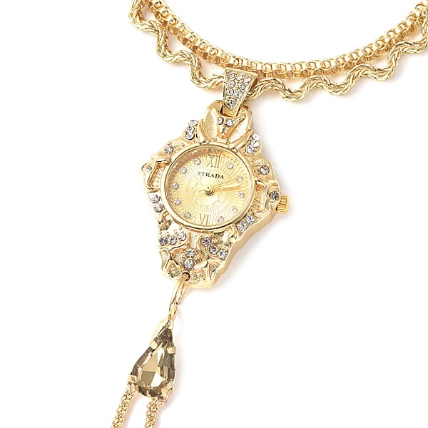 Shop Lc Strada Austrian Crystal Japanese Movement Bracelet Ring Watch In Goldtone