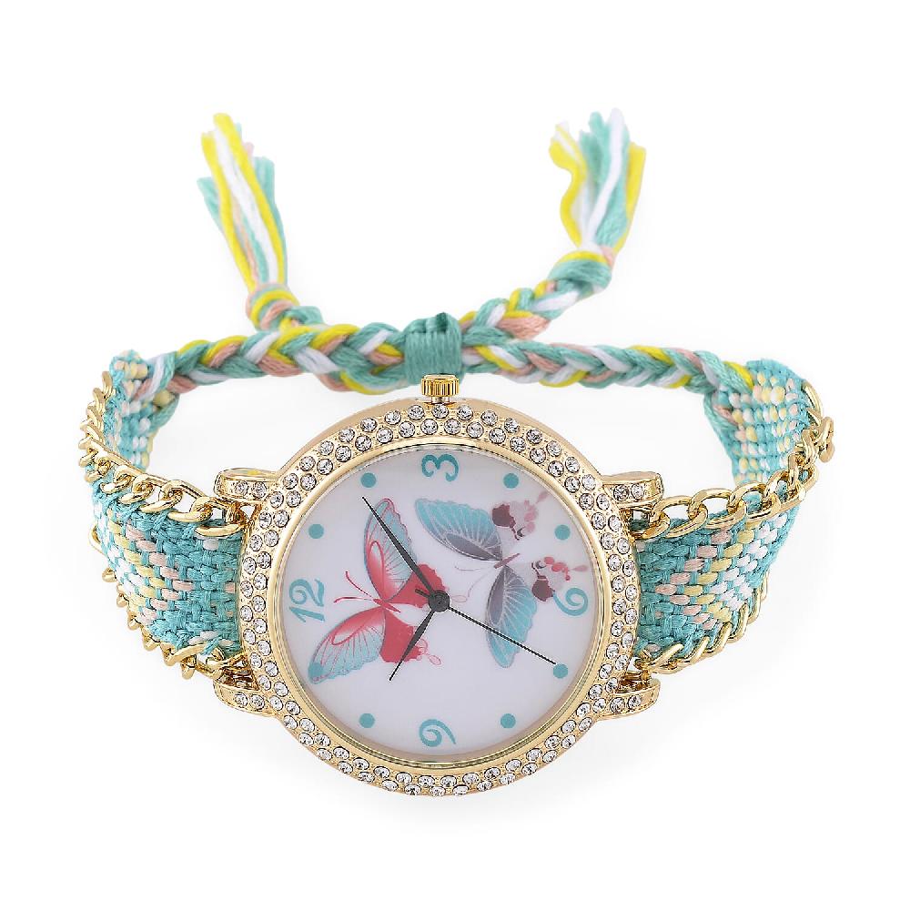 shop lc Strada Austrian Crystal Japanese Movement Double Butterfly Pattern Watch with Braided Band