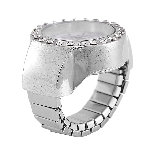 Shop Lc Strada Austrian Crystal Japanese Movement Ring Watch In Stainless Steel (Size 5-7)