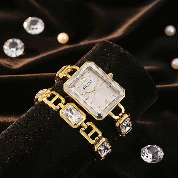 Shop Lc Strada Austrian Crystal Japanese Movement Watch And Goldtone Bracelet (8In)