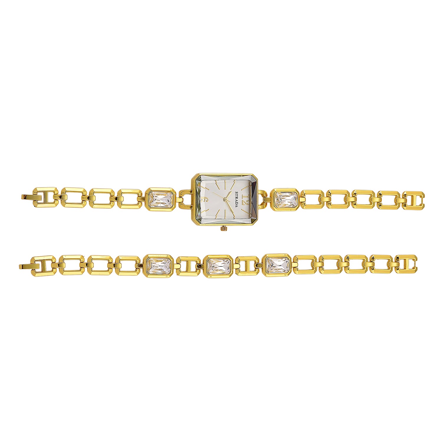 shop lc Strada Austrian Crystal Japanese Movement Watch and Goldtone Bracelet (8In)