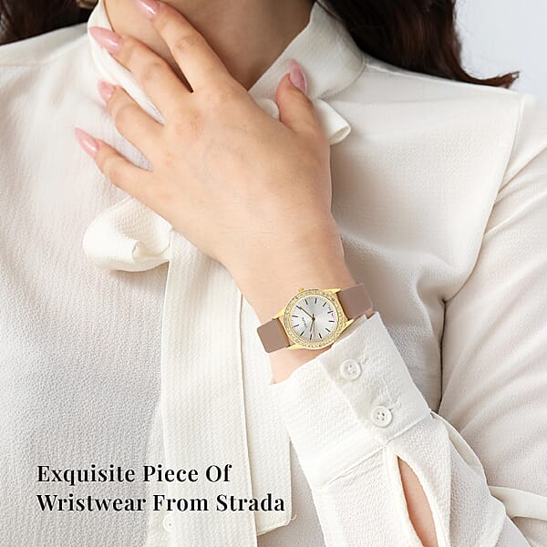 Shop Lc Strada Austrian Crystal Japanese Movement Watch With Camel Vegan Leather Strap