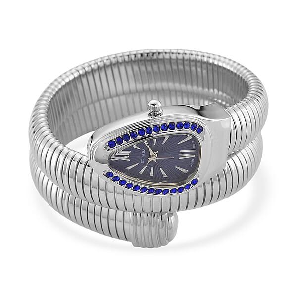 Shop Lc Strada Blue Austrian Crystal Japanese Movement Watch In Silvertone