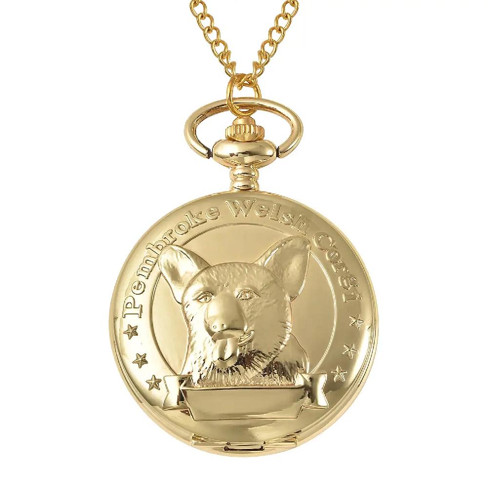 shop lc Strada Japanese Movement Corgi Pocket Watch in Goldtone with Chain 31 Inches