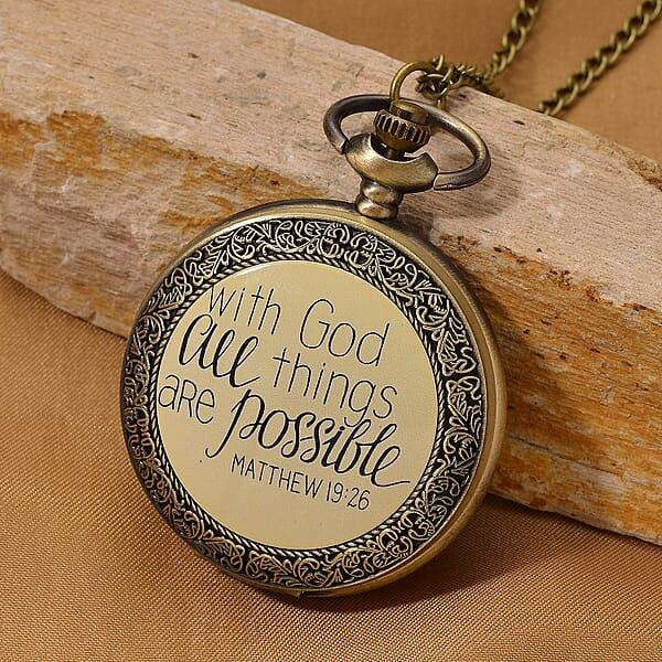 Shop Lc Strada Japanese Movement Gold Bottom With Gold Text Pattern Pocket Watch With Chain (36 Inches) In Goldtone