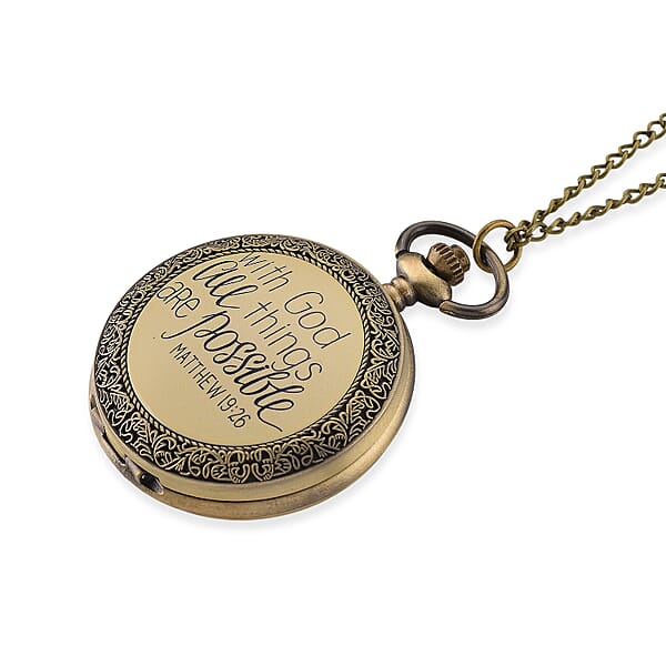 Shop Lc Strada Japanese Movement Gold Bottom With Gold Text Pattern Pocket Watch With Chain (36 Inches) In Goldtone