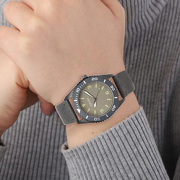 Shop Lc Strada Japanese Movement Watch With Dark Gray Faux Leather Strap (42mm) (8.25-9.25Inches)