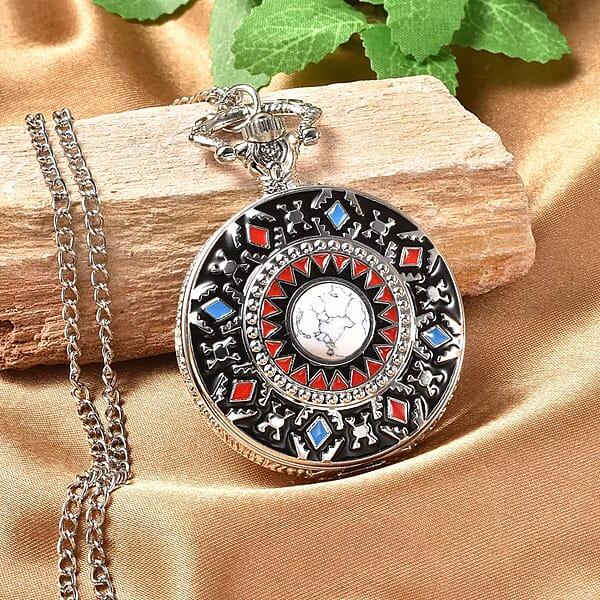 Shop Lc Strada Japanese Movement White Howlite 2.50 Ctw Pocket Watch In With Chain 31 Inches