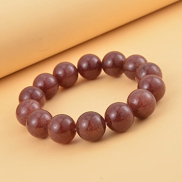 Shop Lc Strawberry Quartz 406.00 Ctw Beaded Stretch Bracelet