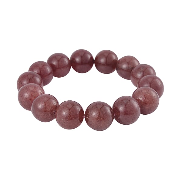 Shop Lc Strawberry Quartz 406.00 Ctw Beaded Stretch Bracelet