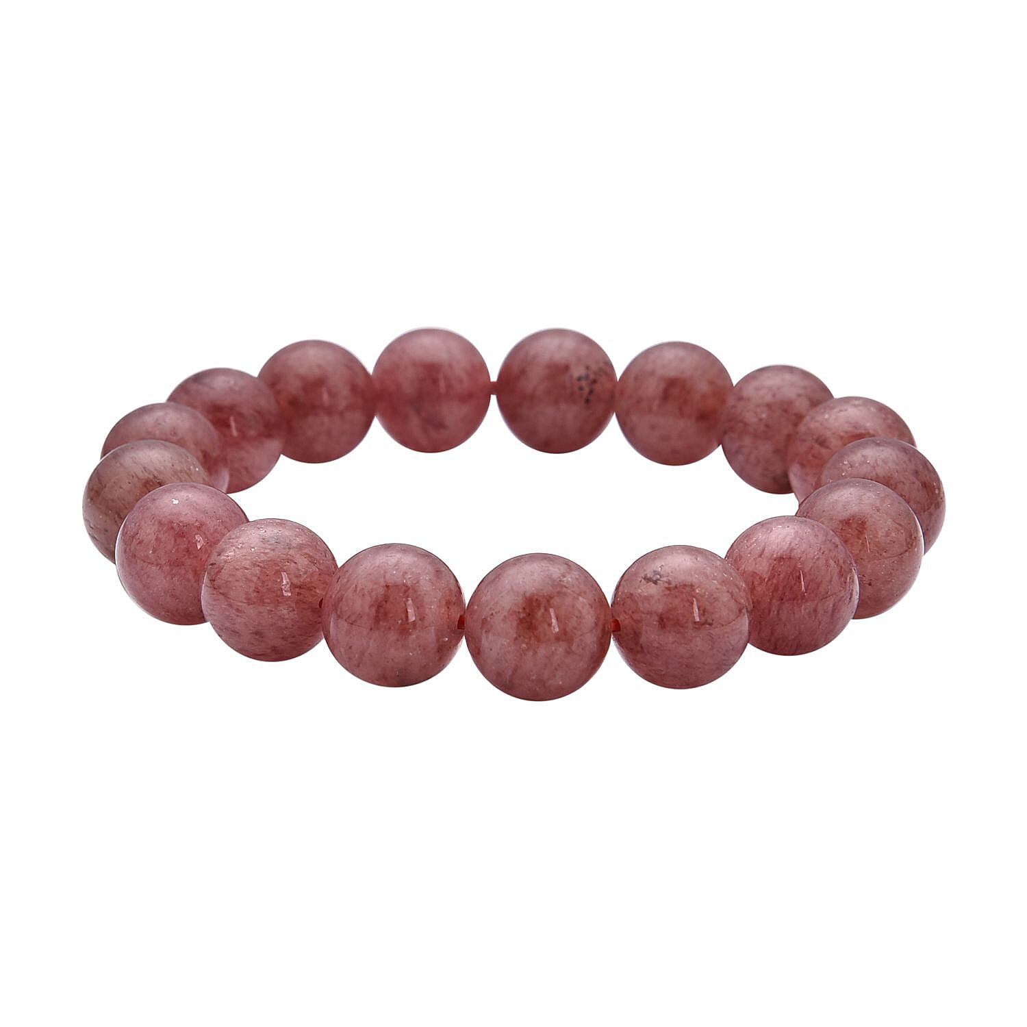 shop lc Strawberry Quartz Beaded Stretch Bracelet 204.50 ctw