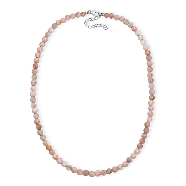 Shop Lc Sunstone Beaded 115.00 Ctw Necklace 18 Inches In Rhodium Over Sterling Silver