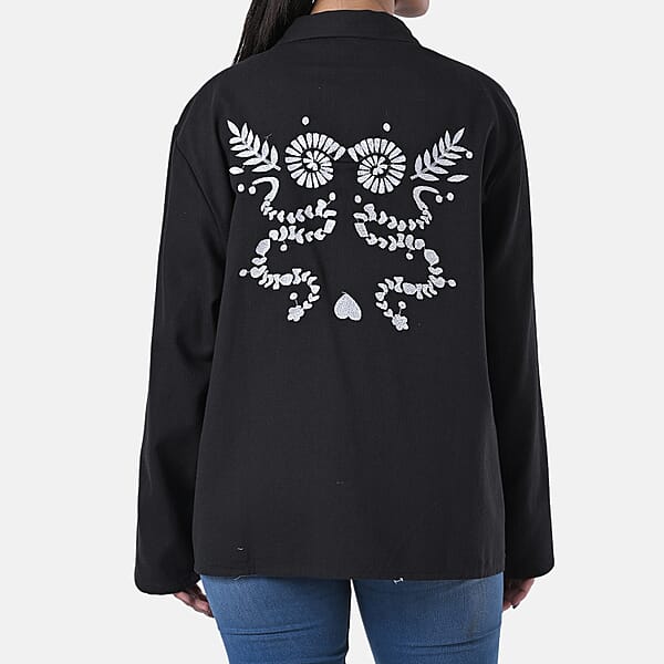 Shop Lc TAMSY Black 100% Cotton Embroidered Twill Jacket - L