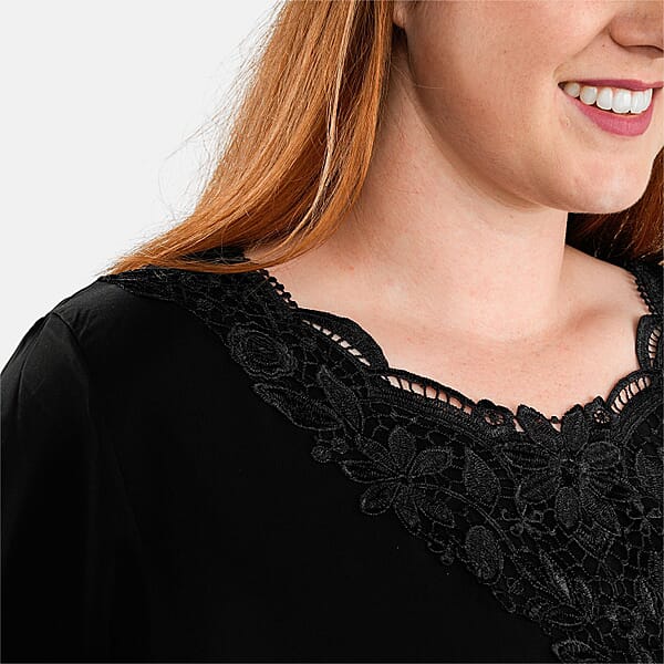 Shop Lc Tamsy Black 2 Piece Lace Top And Pant Set - M/L