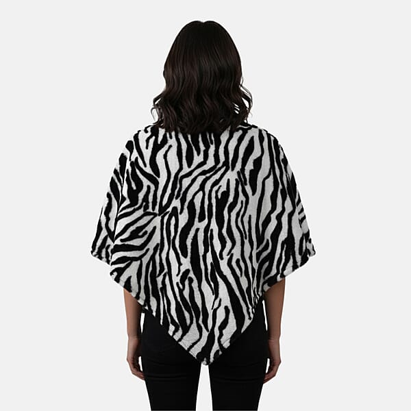 Shop Lc Tamsy Black And White Tiger Poncho - One Time Fits Most