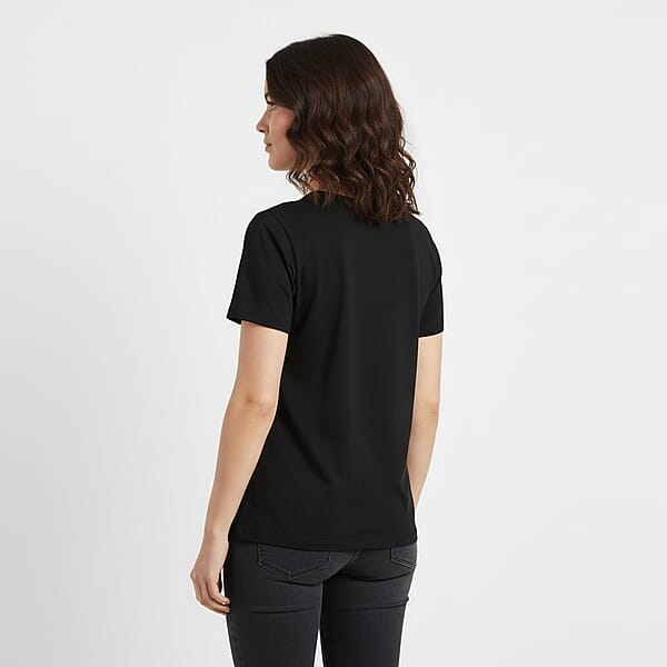 Shop Lc Tamsy Black Butterfly Design Short Sleeve Shirt - One Size Fits Up To XLarge
