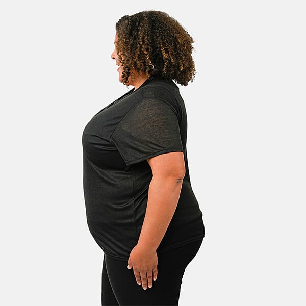 Shop Lc Tamsy Black Cross Front Slub Knit T-shirt - One Size Missy