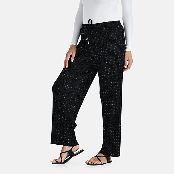 Shop Lc TAMSY Black Crystal Wide Leg Pant With Elastic Waist - One Size Fits Most