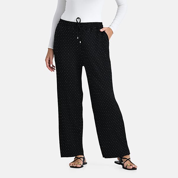Shop Lc TAMSY Black Crystal Wide Leg Pant With Elastic Waist - One Size Fits Most