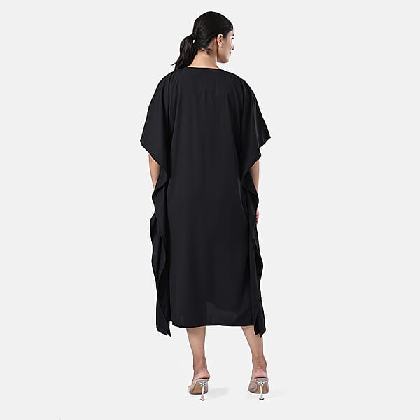 Shop Lc Tamsy Black Gold Bead And Crystal Polyester Crepe Kaftan - One Size Fits Most