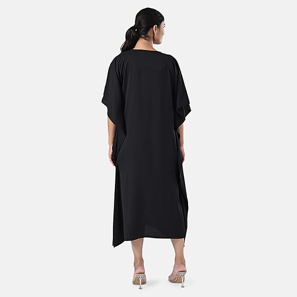 Shop Lc Tamsy Black Green Bead And Crystal Polyester Crepe Kaftan - One Size Fits Most