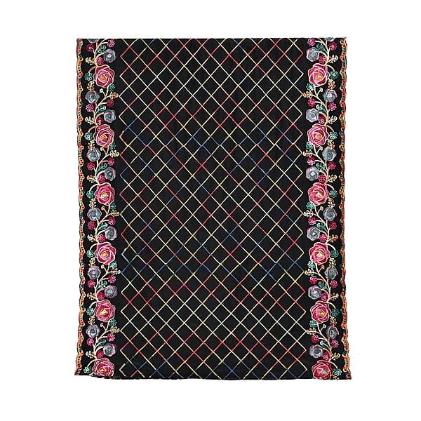 Shop Lc TAMSY Black Rose Floral Embroidered Polyester Scarf - One Size