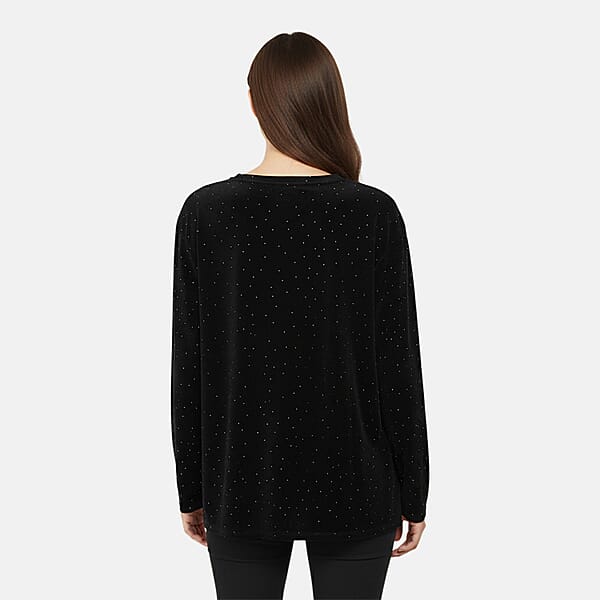 Shop Lc Tamsy Black Sparkling Crystals Glitter Long Top - One Size Fits Most