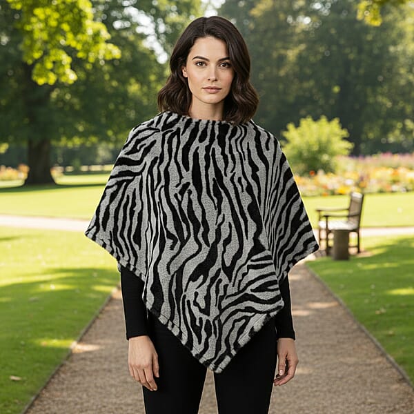 Shop Lc Tamsy Blue And White Tiger Shawl - One Time Fits Most