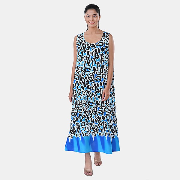 Shop Lc TAMSY Blue Leopard Sleeveless A-Line Midaxi Dress - One Size Fits Most