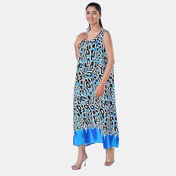 Shop Lc TAMSY Blue Leopard Sleeveless A-Line Midaxi Dress - One Size Fits Most