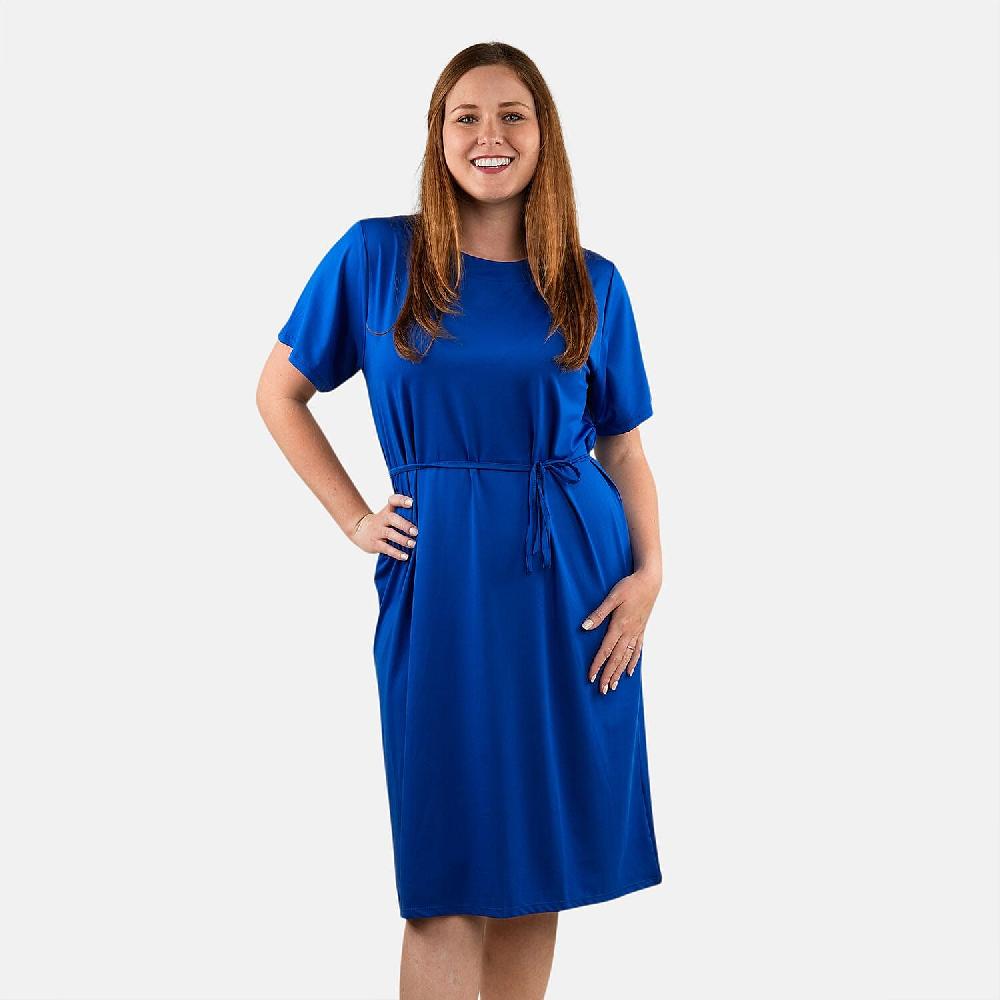 shop lc Tamsy Blue Midi Dress with Removable Waist Tie - US Medium