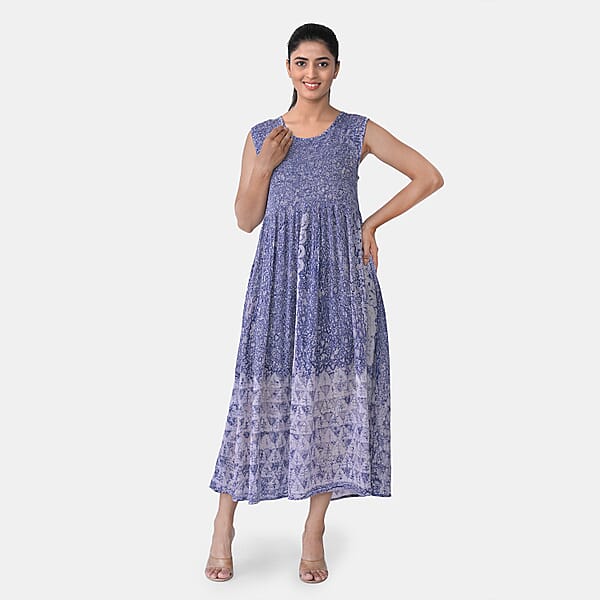 Shop Lc TAMSY Blue Smocked Sleeveless Dress With Kimono Twinset - One Size Fits Most