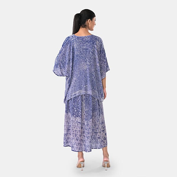 Shop Lc TAMSY Blue Smocked Sleeveless Dress With Kimono Twinset - One Size Fits Most