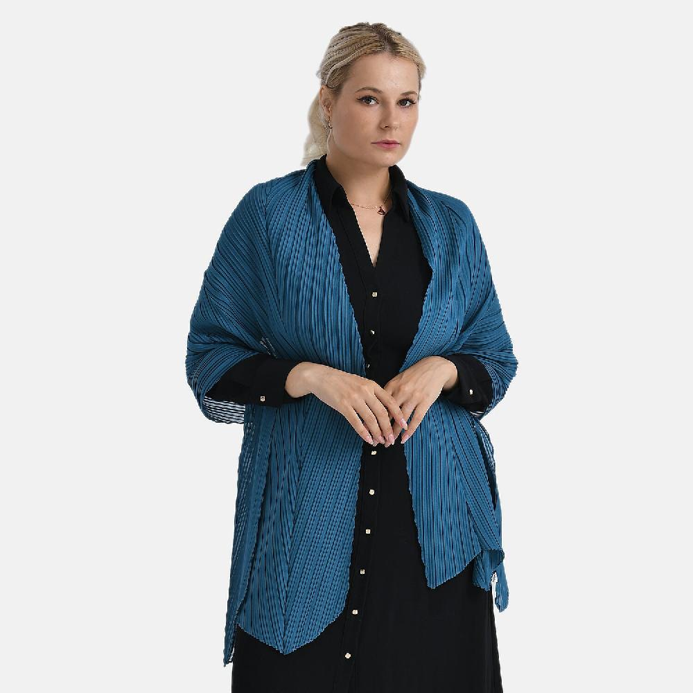 shop lc Tamsy Blue Terahertz 75ctw Pleated Polyester Scarf