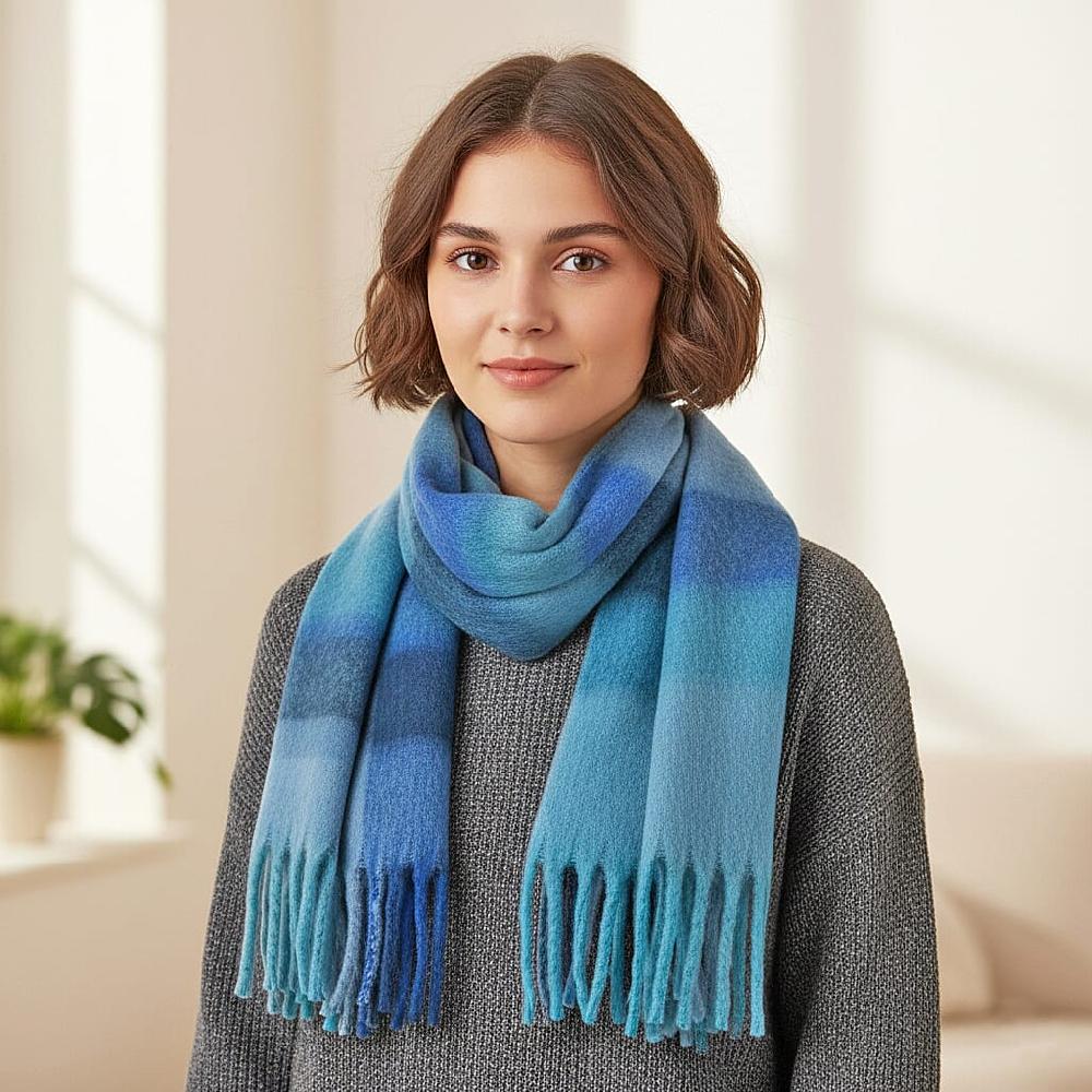 shop lc Tamsy Blue with Multi Color Scarf with Fringe